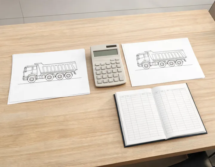 Tri axle dump truck quotations compared beside specification drawings